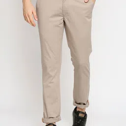 Basics Men Beige Tapered Fit Chinos Trousers-image-81