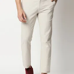 Basics Men Grey Tapered Fit Trousers-image-96