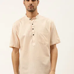 RAJUBHAI HARGOVINDAS Men Cream-Coloured Solid Straight Kurta-picture-42