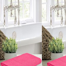 LERELIABLE Pink 2 Cotton 400 GSM Bath Towel-image-28