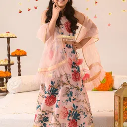 pspeaches Girls Printed with Gotta Patti Ready to Wear Lehenga & Blouse With Dupatta-picture-9