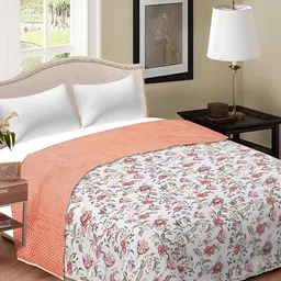 RF RELAXFEEL White & Peach Floral Cotton Heavy Winter 150 GSM Double Bed Dohar-picture-16