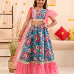 pspeaches Girls Printed Ready to Wear Lehenga & Blouse With Dupatta-image-96
