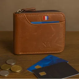 NFI Essentials PU Leather 9 Slots Vertical Card Holder Wallet - Brown-picture-42