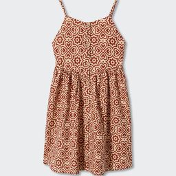 Mango Kids Girls Beige & Brown Cotton Conversational Print Fit & Flare Sustainable Dress-image-86