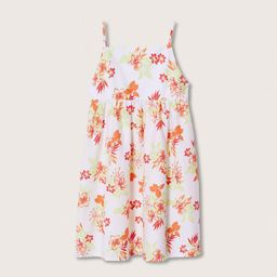 Mango Kids Girls White & Orange Floral Print Sustainable Pure Cotton Fit & Flare Dress-image-89