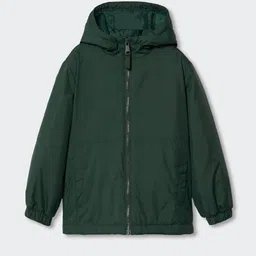 Mango Kids Boys Olive Green Solid Hooded Padded Jacket-picture-53