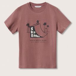 Mango Kids Boys Dusty Pink Pure Cotton Graphic Printed Drop Shoulder Sustainable T-shirt-image-43