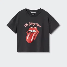 Mango Kids Girls Grey & Pink Pure Cotton Graphic Printed Drop-Shoulder Sleeves T-shirt-image-60