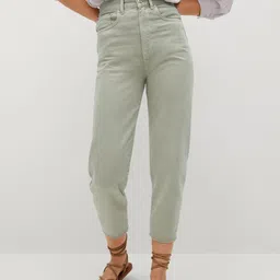 MANGO Women Green Regular Fit High-Rise Clean Look Pure Cotton Cropped Sustainable Jeans-image-79