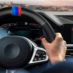 Juflix Premium Faux Leather Steering Wheel Cover- Black Stich, DIY - No Tools Required to Fit, Stretches to Fit Most Steering Wheels, Universal Size image 2