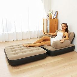 generic Compatable with Inflatable Couch - Double Layer 5 in 1 Inflatable Sofa Bed with Armrest - Inflatable Sofa Multifunctional Five in One Inflatable Bed Convenient Foldable Lounge Chair image 1