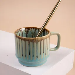 ARAVALII Blue & Brown 2 Pcs Textured Ceramic Glossy Cups 150 ml-58