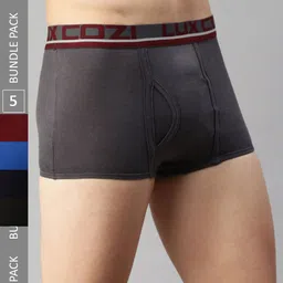 Lux Cozi Pack Of 5 Assorted Outer Elastic Anti-Bacterial Mid-Rise Pure Cotton Trunks-55