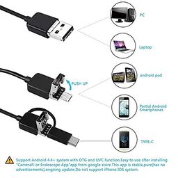 5 Meter Wire Endoscope Camera Flexible IP67 Waterproof Inspection 6 LED borescope Video Inspection Camera 3 in 1 Type-C &Android &PC Endoscope USB 720P image 2