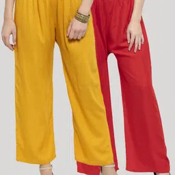 Clora Creation Women Set Of 2 Red & Yellow Palazzos-image-56
