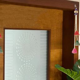 THE HOME CO. 2-Pcs Green & Pink Bell Side Hangings-40
