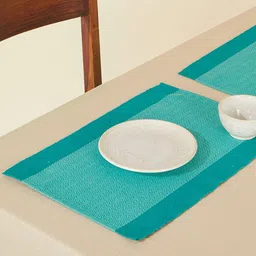Fabindia 6 Pieces Turquoise Blue Kislay Cotton Table Placemats-50