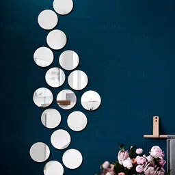 Wall1ders Silver Toned 20 Pieces Circle Acrylic Mirror Wall Stickers-44
