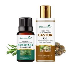 She Essentials Set Of 2 Rosemary Essential Oil & Castor Oil-55