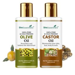 She Essentials Set Of 2 Castor & Olive Essential Oil - 100ml Each-19