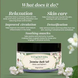 VITMINVEDA Set of 4 Natural Bath Salt 150 g each - Lavender + Parijat + Rose + Jasmine image 5