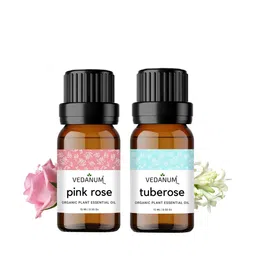 VEDANUM Set of 2 Organic Plant Essential Oils 15ml each - Pink Rose & Tuberose-4