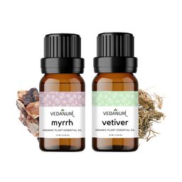 VEDANUM Set of Vetiver & Myrrh Organic Plant Essential Oil 15 ml Each-71