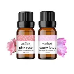 VEDANUM Set of 2 Rose & Lotus Organic Plant Essential Oil 15 ml (Each)-30
