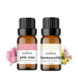 VEDANUM Set of Pink Rose & Honeysuckle Organic Plant Essential Oils - 15 ml Each-59
