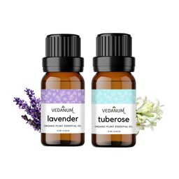 VEDANUM Set of 2 Organic Plant Essential Oils 15 ml Each - Lavender & Tuberose-16