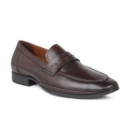 ATESBER by Inc.5 Men Coffee Brown Solid Leather Formal Slip-On Shoes-image-79