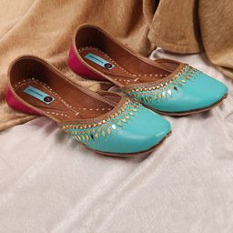 PehnawaCraft Square Toe Ethnic Embellished Leather Mojaris-picture-32