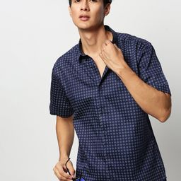 SHOWOFF Standard Slim Fit Micro Ditsy Printed Twill Cotton Casual Shirt-image-82