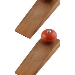 Indianshelf Brown & Red 2 Piece Wood Crackle Outdoor Door Stopper Orange-15