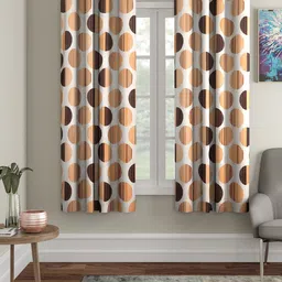 Cortina Orange & White 2 Pieces Geometric Window Curtains-picture-28