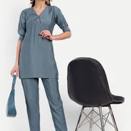 Suktam Trendz Puff Sleeves V-Neck Top With Trouser-29