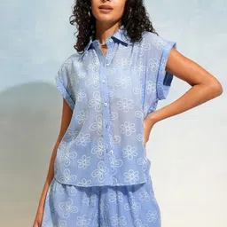 Tokyo Talkies Floral Printed Shirt With Shorts Co-Ords-55