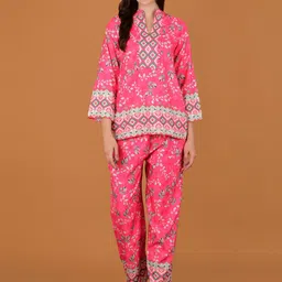 Boholyfe Floral Printed Mandarin Collar Top & Trouser-picture-52