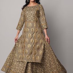 God Bless Women Gold-Toned Ethnic Motifs Printed Kurta with Skirt-57