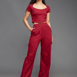 Miss Chase Scoop Neck Crop Top With Trousers-image-41