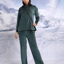 Tokyo Talkies High Neck Relaxed Top with Trousers-image-107