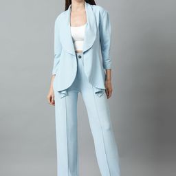 Kotty Blue Shawl Neck Blazer & Trousers-image-55