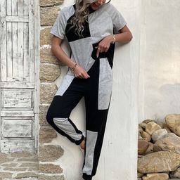 StyleCast Black Colourblocked T-shirt With Joggers-picture-32