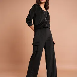 Tokyo Talkies Hooded Crop Sweatshirt & Wide Leg Cargo Trousers-24
