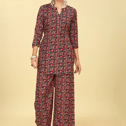 CHANSI Floral Printed Mandarin Collar Regular KurtA With Palazzos-picture-30