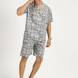 RAVINIK Printed Shirt Collar Shirt & Shorts Co-Ords-image-96