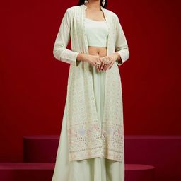 Libas Art Shoulder Straps Top With Shrug with Palazzo-picture-16