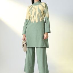 SHOWOFF Dyed High Neck Long Sleeves Top With Palazzo-picture-10