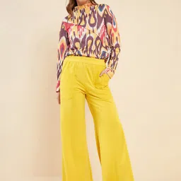 Antheaa Printed High Neck Top & Flared Trousers-42